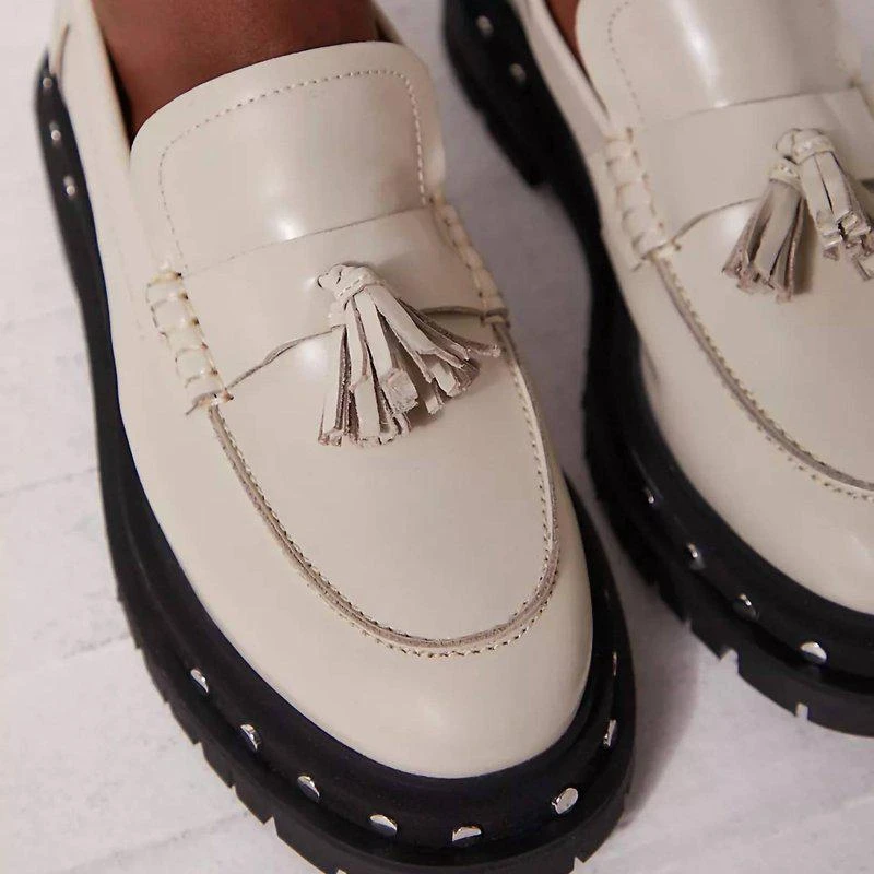 Free People Teagan Tassel Loafer In Antique Ivory 2