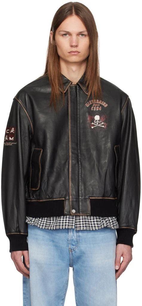 mastermind JAPAN Brown C2H4® Edition Embroidered-Logo Leather Jacket 1