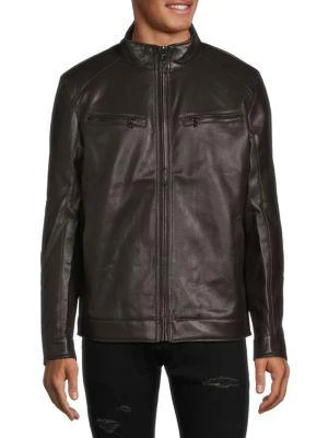 Michael Kors Hume Perforated Faux Leather Jacket 1