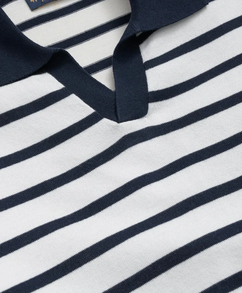 Brooks Brothers Pima Cotton Johnny Collar Mariner Stripe Sweater 2