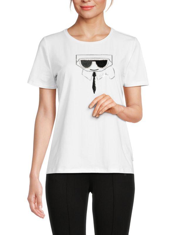Karl Lagerfeld Paris Karl Sequin Graphic T-Shirt