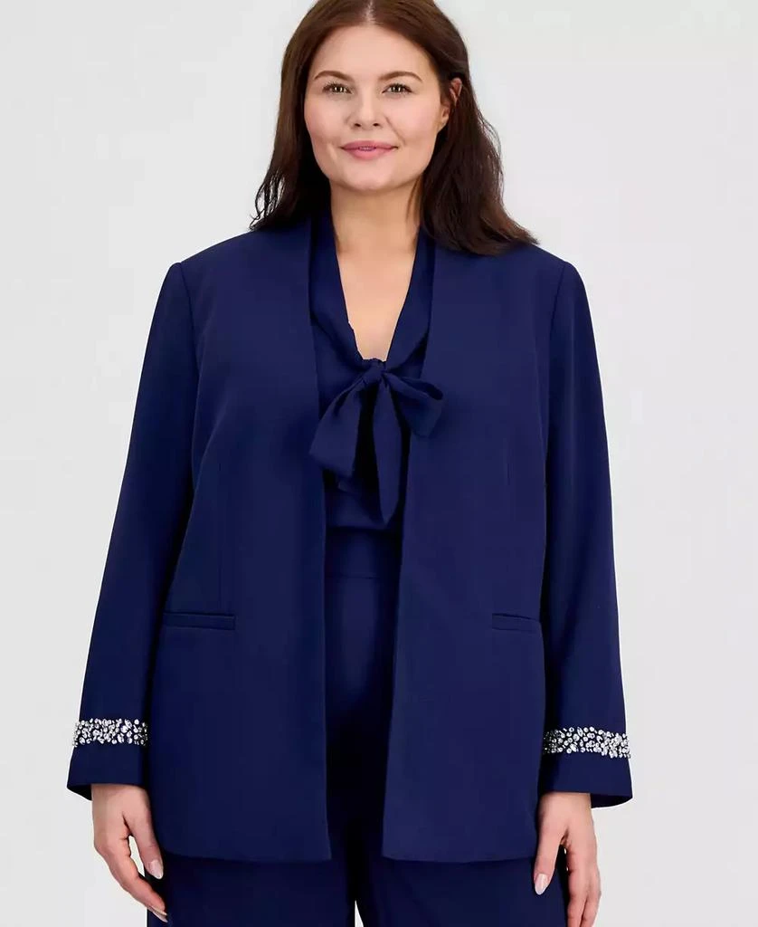 Kasper Plus Size Collarless Open-Front Jacket