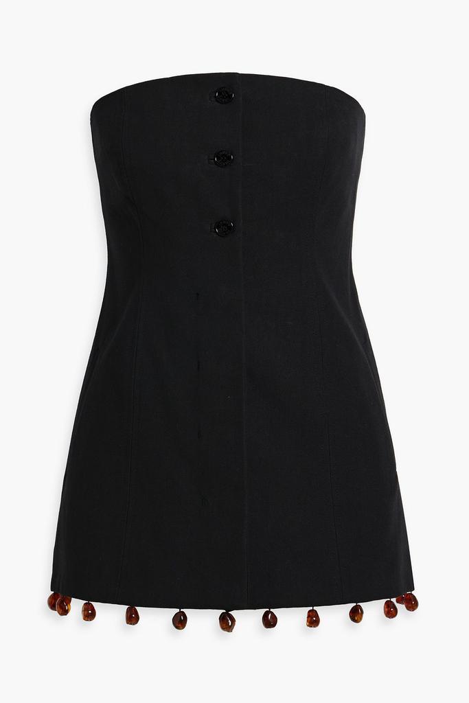 GANNI Strapless bead-embellished cotton top