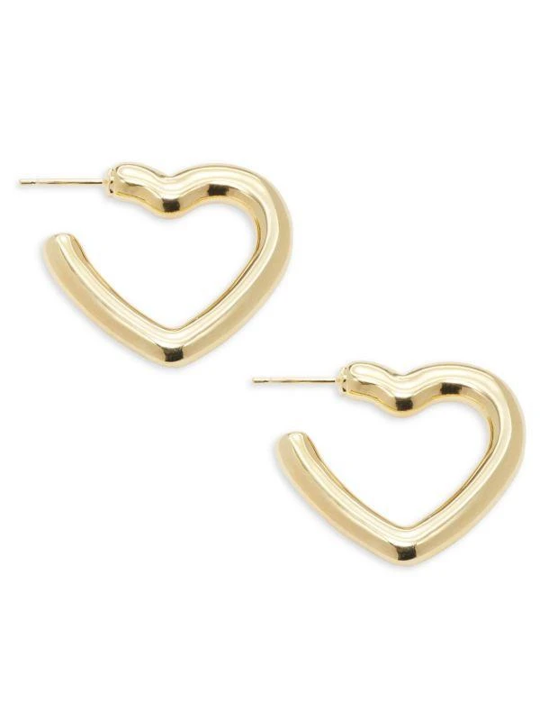 Saks Fifth Avenue 14K Yellow Gold Heart Hoop Earrings 1