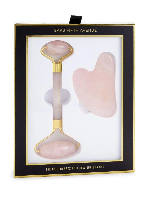 Saks Fifth Avenue Rose Quartz Roller & Gua Sha Set 3