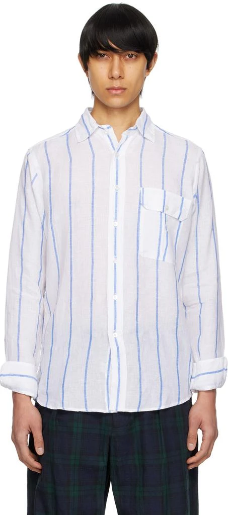 Drake's White & Blue Wide Shirt 1