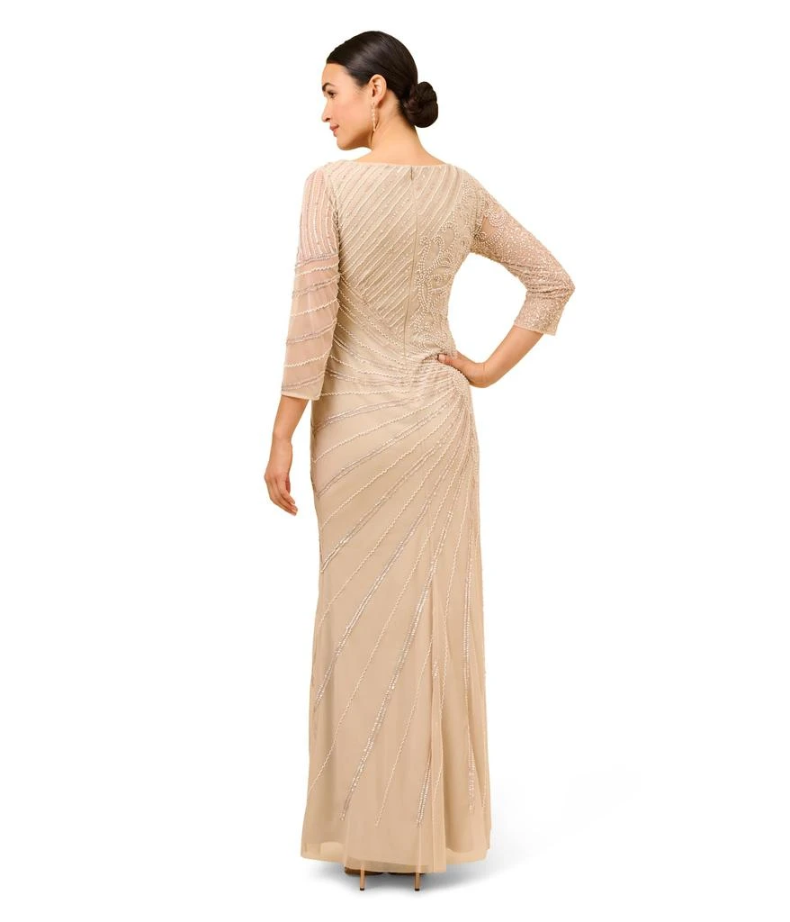 Adrianna Papell Long Sleeve Beaded Long Gown with Starburst Bead Pattern 2