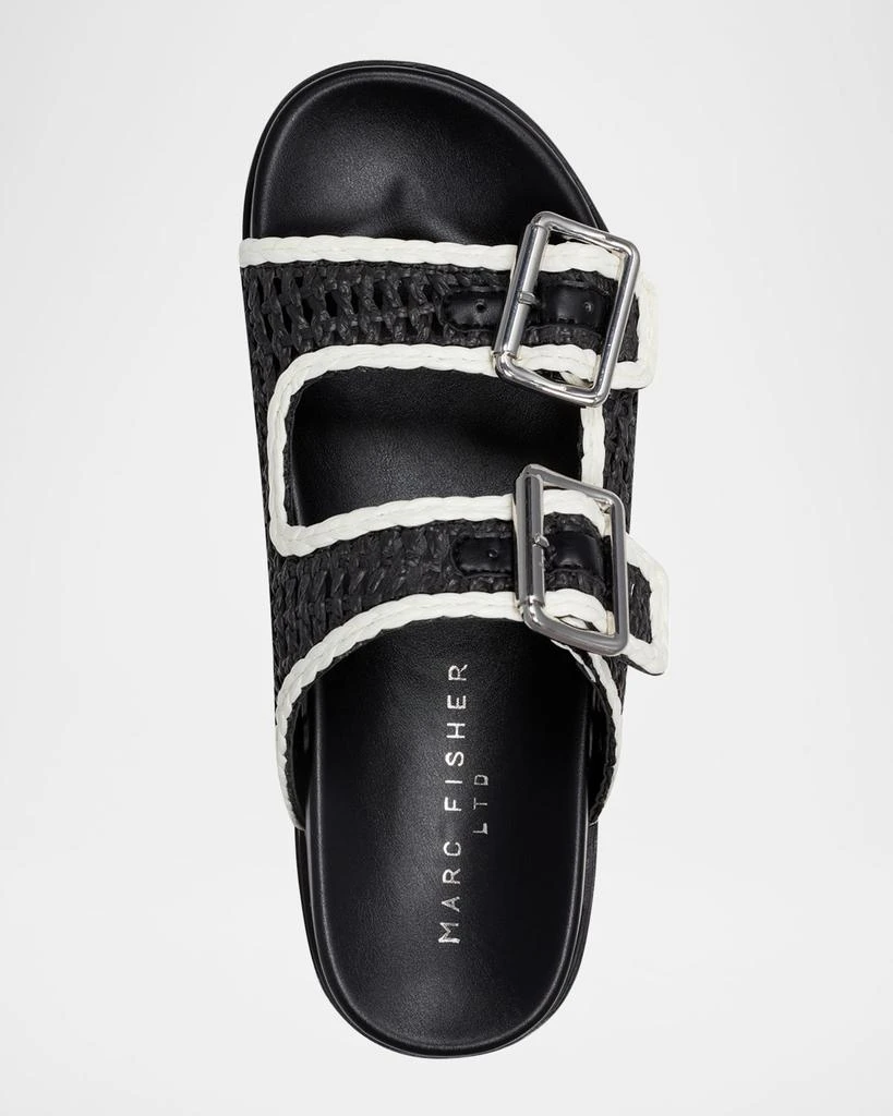Marc Fisher Mylan Raffia Dual-Buckle Sporty Sandals - Shoes 