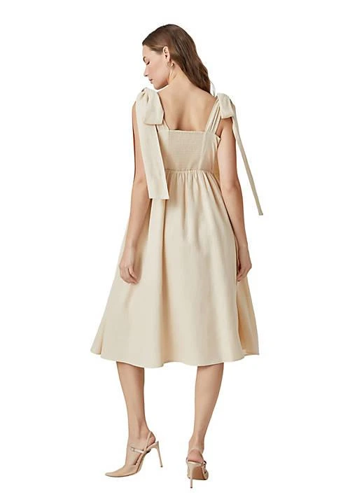 knee length dresses for ladies Boat Neck Bow Shoulder dress in Dark Pink main image 1