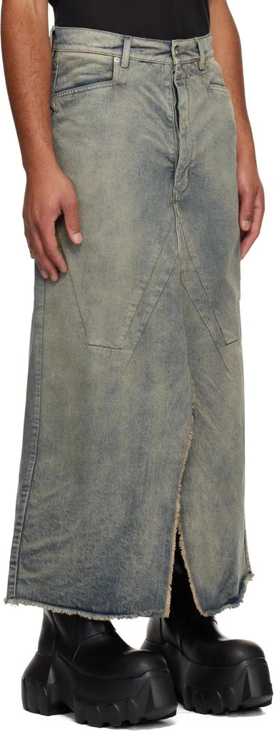 Rick Owens Blue Concordians Slivered Denim Maxi Skirt 2