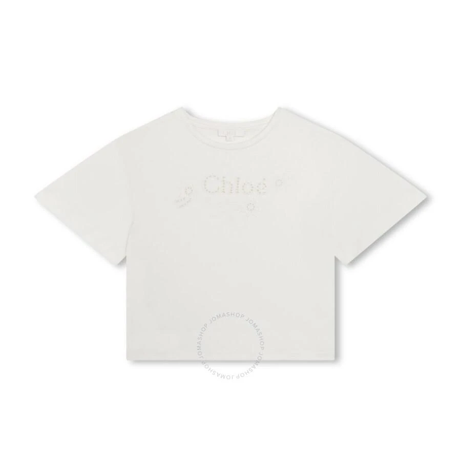 Chloé Girls Logo-Embroidered Cotton T-Shirt 1
