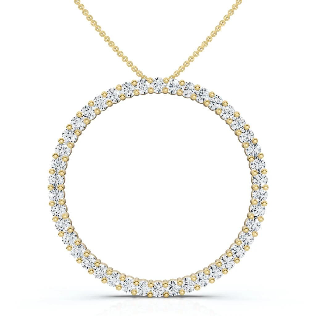 Pompeii3 1 Ct Real Diamond Circle Of Life Eternity Round Pendant 14K White or Yellow Gold