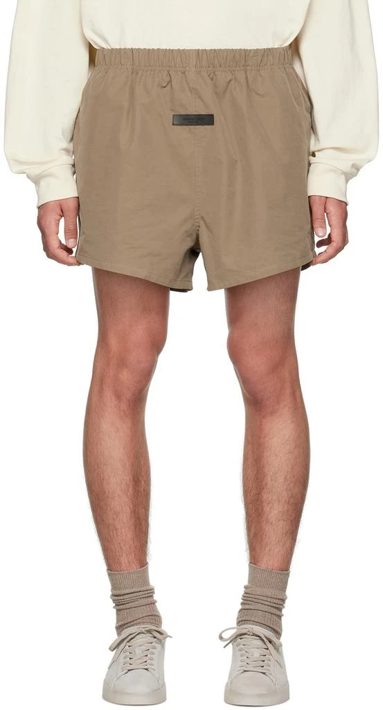 Essentials Brown Cotton Shorts 1