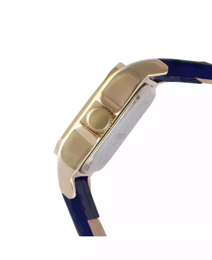 Peugeot Women's 34x24mm Tank Watch with Crystal Bezel Blue Leather Strap 3