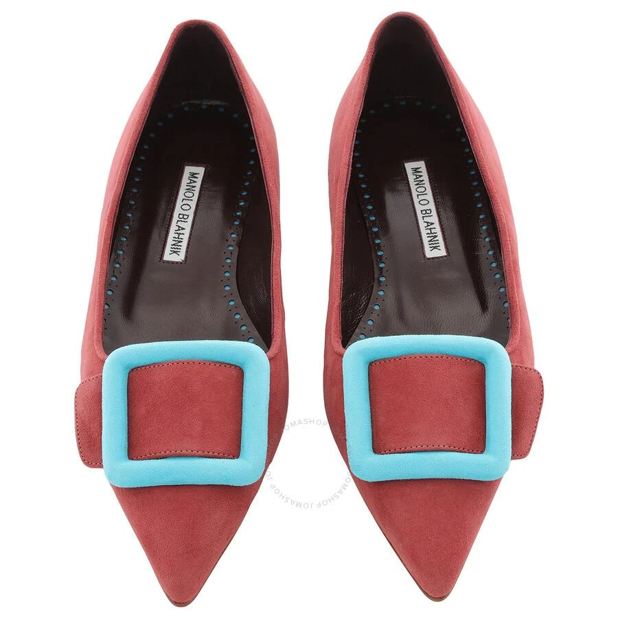 Manolo Blahnik Maysale Suede Point-Toe Flat Pumps 3