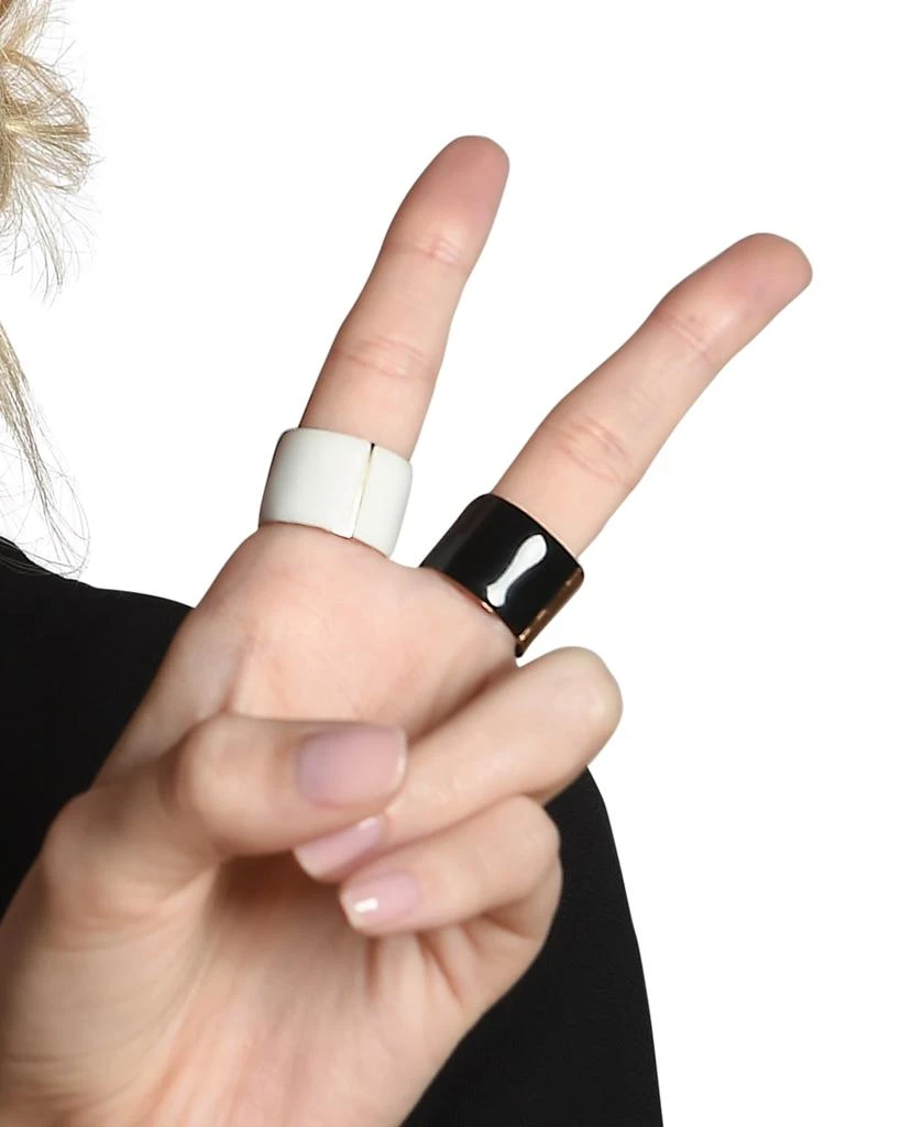 BONDEYE JEWELRY White Enamel Cigar Band Ring, Size 8 3