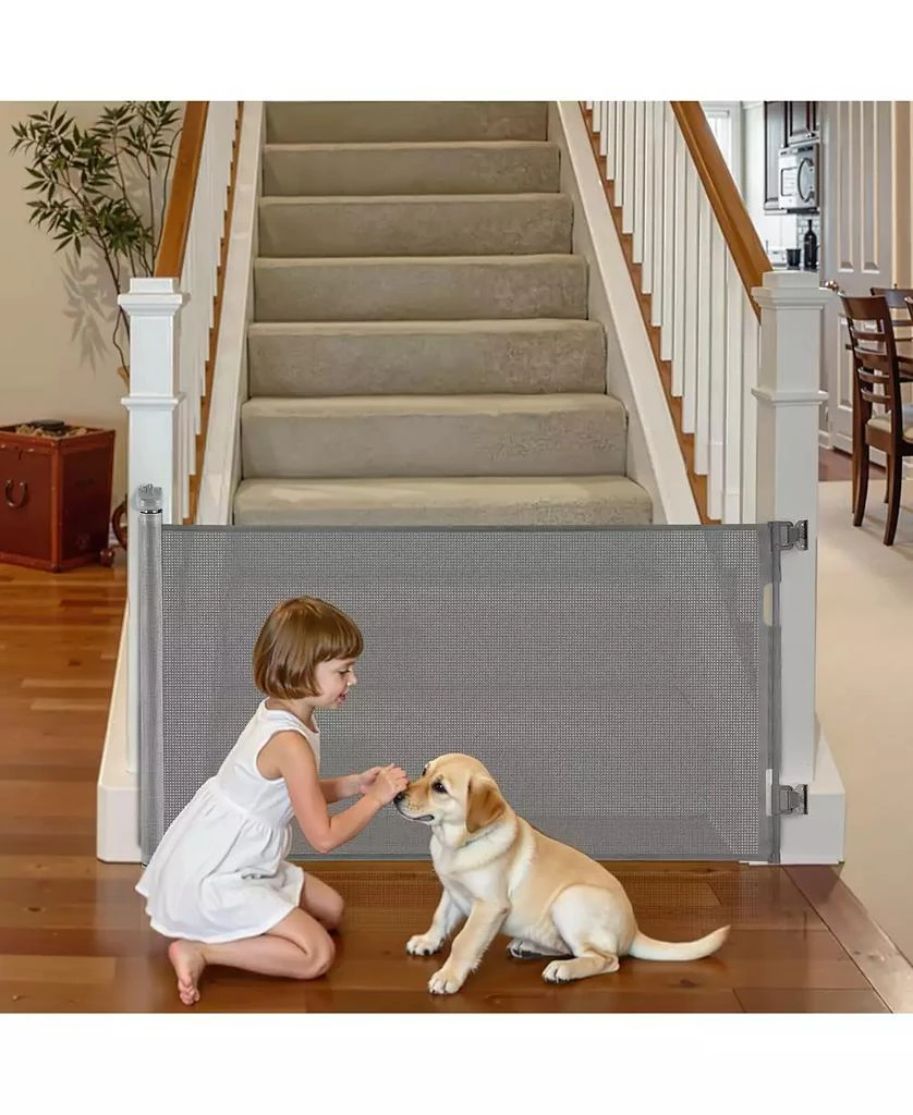 COZITO Retractable Baby Gate, 31.3 in Tall, Extends to 56.3 in Wide, Mesh Dog Gate w/ Security Lock, Trip-Free Walk-Through, Indoor/Outdoor