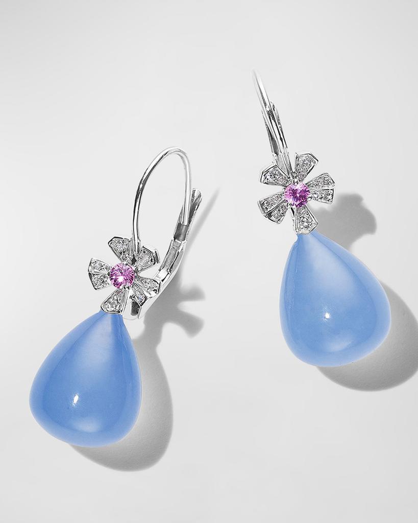 Mimi So 18K Yellow Gold Wonderland Teardrop Chalcedony Diamond Earrings