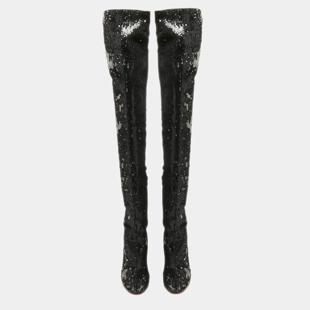 Christian Louboutin Christian Louboutin Black Sequins Louise 100 Thigh High Boots Size 37.5 3