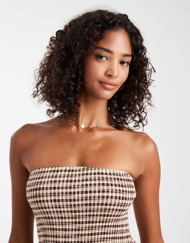 brown bandeau midi dress Chocolate Brown Satin Bandeau Arden Maxi Dress main image 1