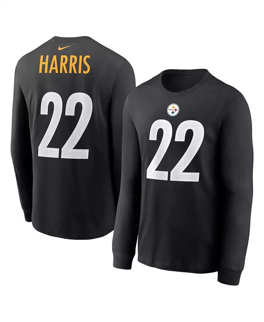NIKE Men's Najee Harris Black Pittsburgh Steelers Player Name & Number Long Sleeve T-shirt 1