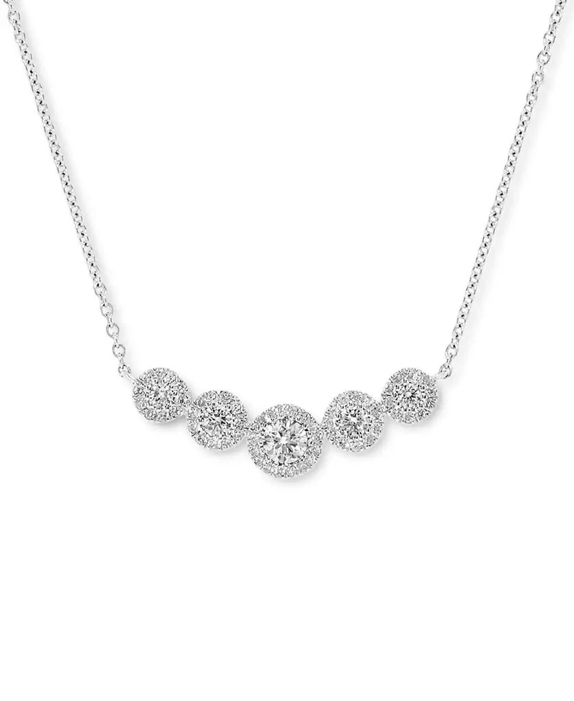 Macy's Diamond Halo Graduated Statement Necklace (1/2 ct. t.w.) in 14k White Gold, 16" + 2" extender 1