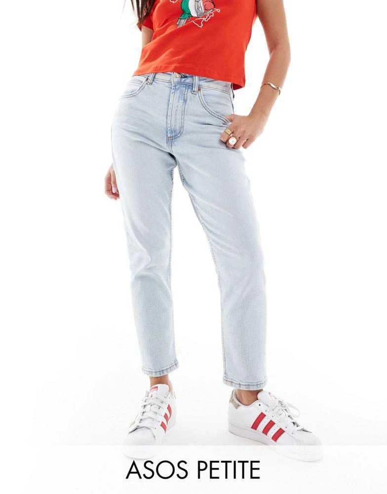 ASOS ASOS DESIGN Petite slim fit comfort mom jeans in light blue 1