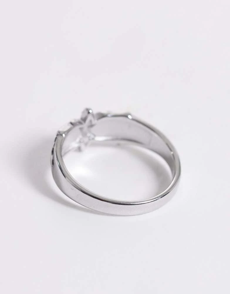 ASOS ASOS DESIGN waterproof stainless steel star and pattern ring in silver 3
