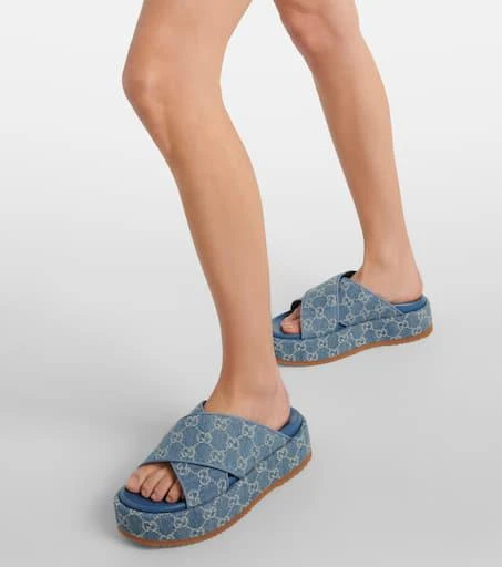 Gucci Angelina GG denim platform sandals 4