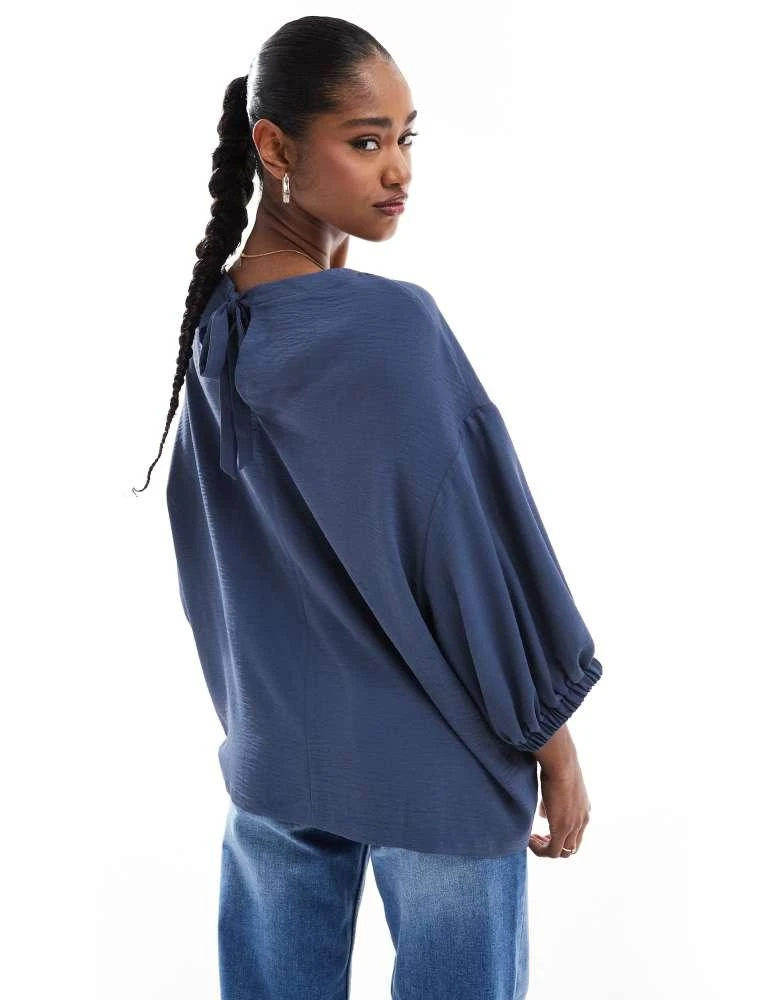 ASOS AASOS DESIGN oversized puff sleeve detail top in blue 4