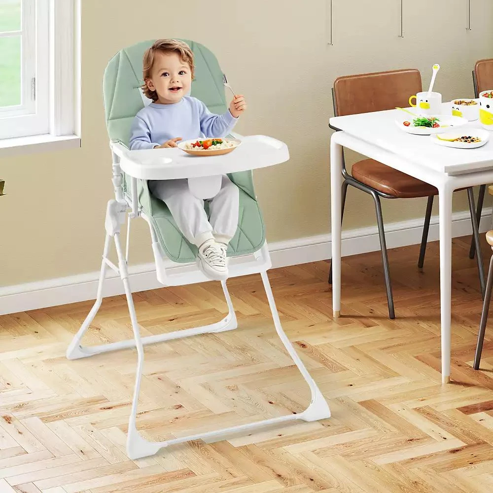 Slickblue Toddler Easy Clean Compact Highchair with Removable Adjustable Tray and PU Seat Cushion 4