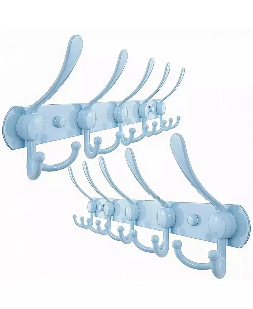 YIGII 5-Tri Stainless Steel Coat Rack, Heavy Duty, Blue, for Entryways 
Bathrooms