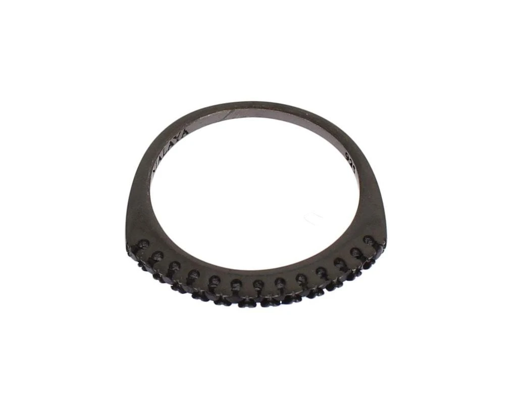 Nialaya Nialaya Black CZ Rhodium 925 Silver  Ring 3