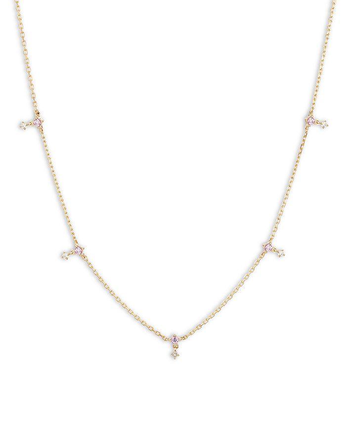 Adina Reyter 14K Yellow Gold Pink Sapphire & Diamond Drop Station Collar Necklace, 15-16"