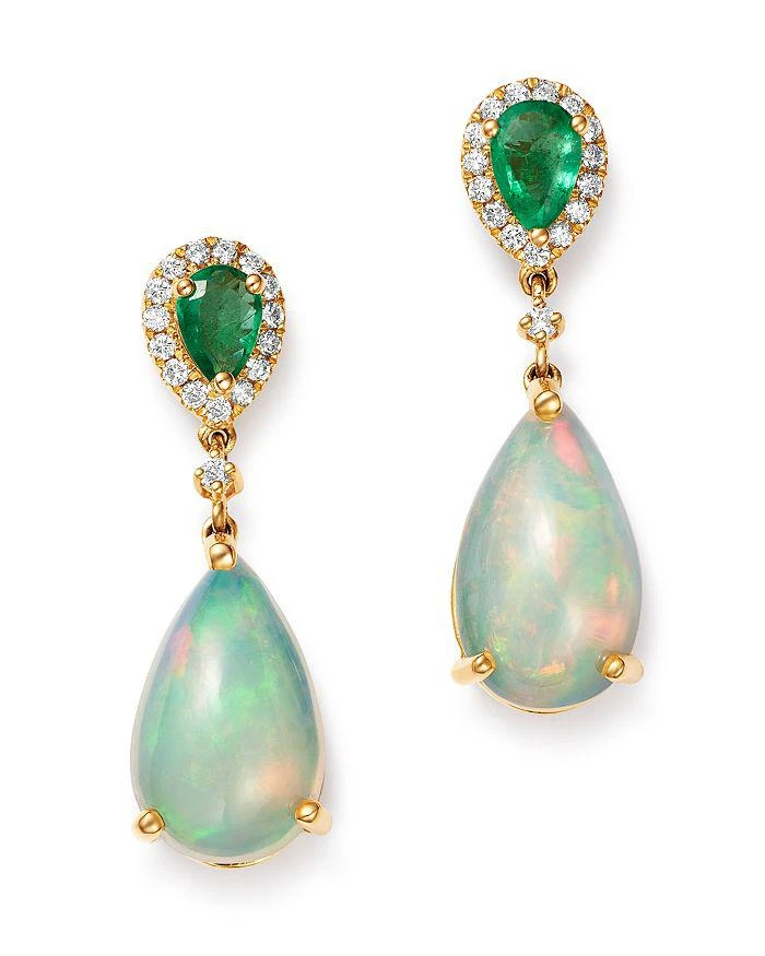 Bloomingdale
s Ethiopian Opal, Emerald 
Diamond Teardrop Drop Earrings in 14K Yellow Gold