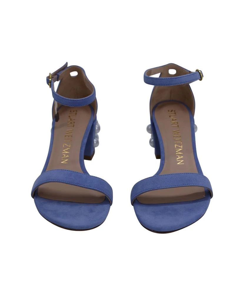 Stuart Weitzman Stuart Weitzman Pearl-Embellished Simple Sandals in Blue Suede 2