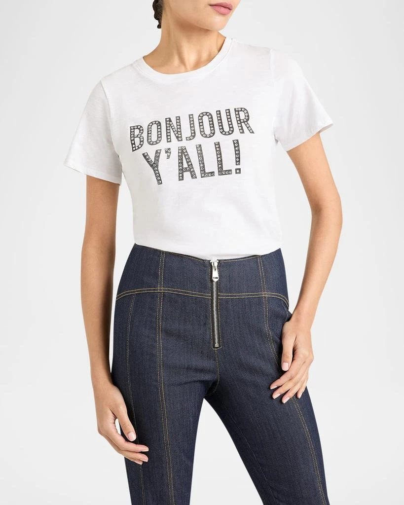 Cinq a Sept Bonjour Y'all Embellished Shrunken Tee 3