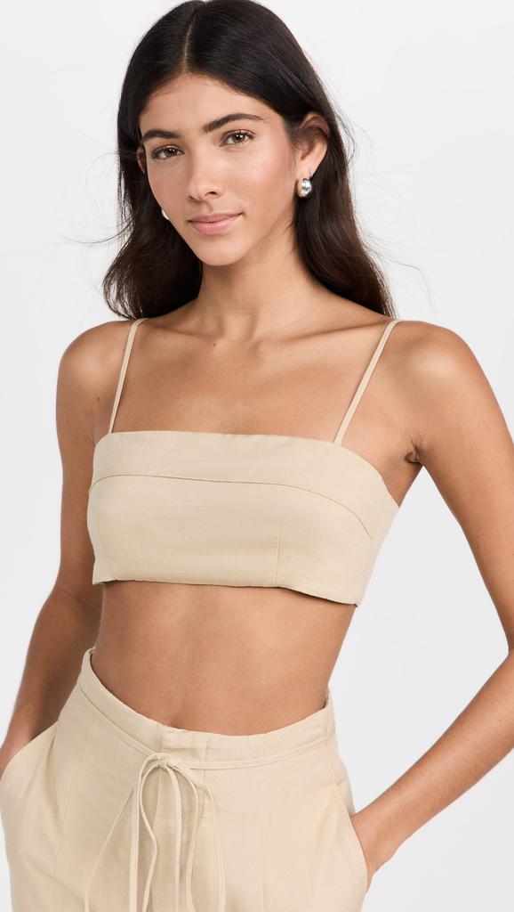 Onia Air Linen Fold Over Cropped Top