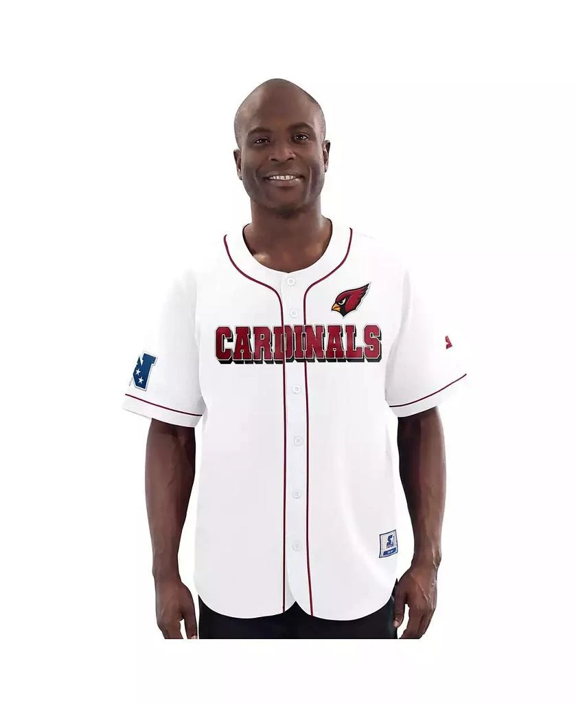 Starter Men's White Arizona Cardinals Relay Full-Button Baseball Jersey 1