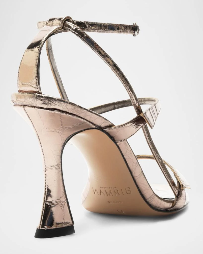 Alexandre Birman Tita Metallic Leather Cage Heel Sandals 3