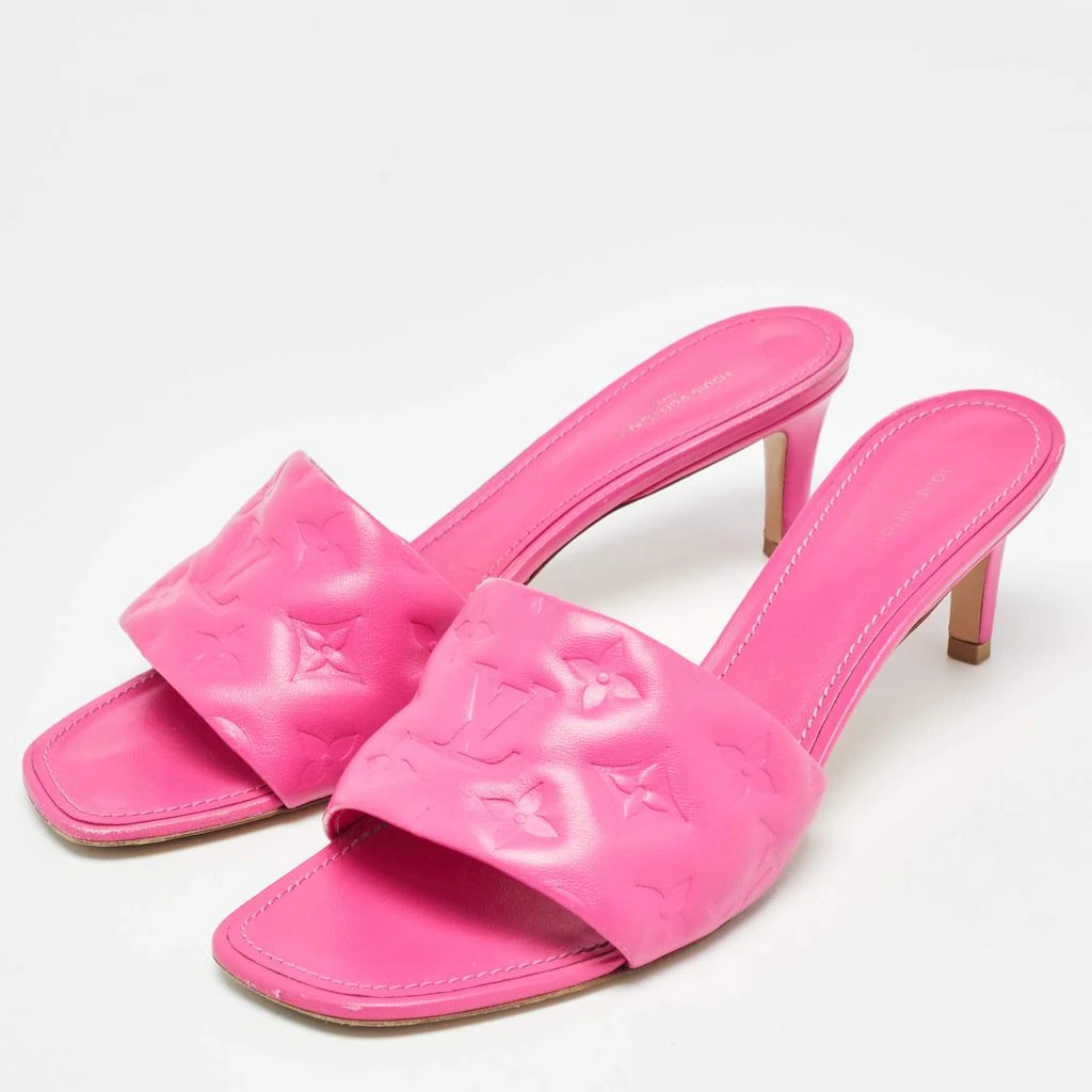 Louis Vuitton Louis Vuitton Pink Monogram Leather Revival Open Toe Slide Sandals Size 41 2