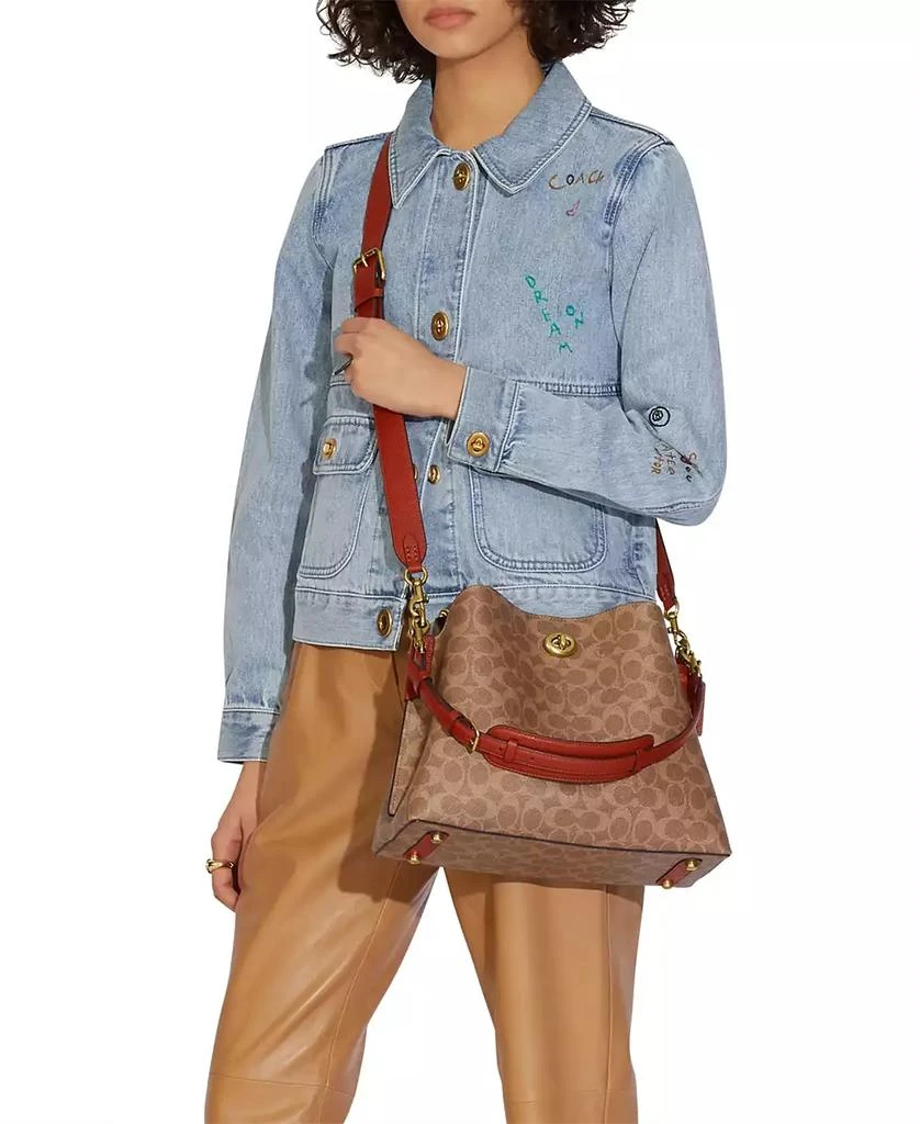 Coach Signature Coated Canvas Willow Shoulder Bag with Convertible Straps 2