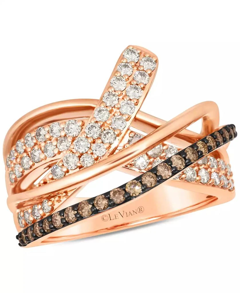 Le Vian Chocolate Diamond & Nude Diamond Multirow Crossover Statement Ring in 14k Rose Gold 1