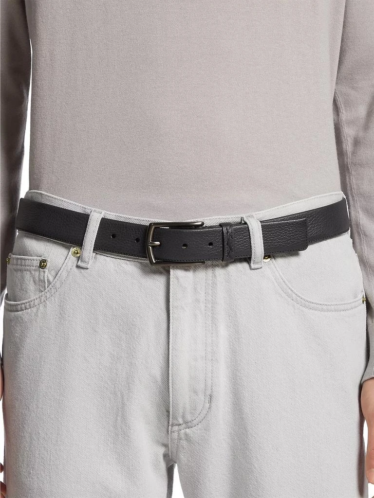 Zegna Leather Belt with Triple Stitch Buckle 3