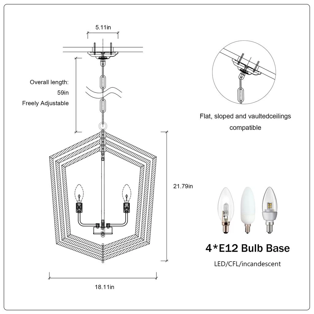 Streamdale Furniture Streamdale Farmhouse Kitchen Chandeliers with Adjustable Height 6