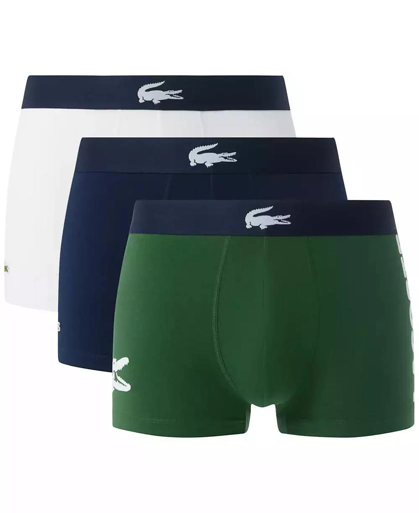 Lacoste Men's 3-Pack Regular-Fit Big Croc Logo Trunk Underwear 1