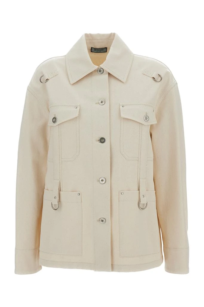 Durazzi Milano Beige Denim Utility Overshirt