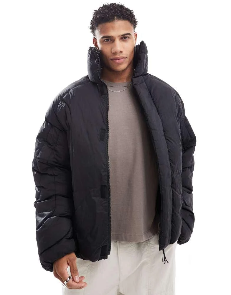Puffer Jacket Asos Black Parka COLLUSION Unisex Hooded Puffer Coat