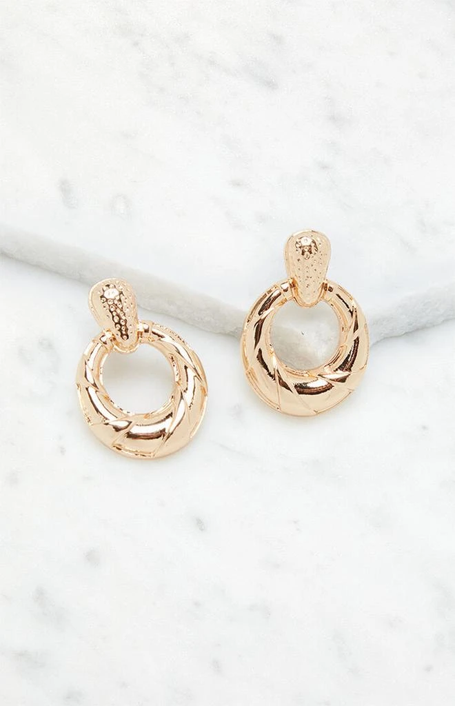 LA Hearts Textured Oval Drop Earrings 3