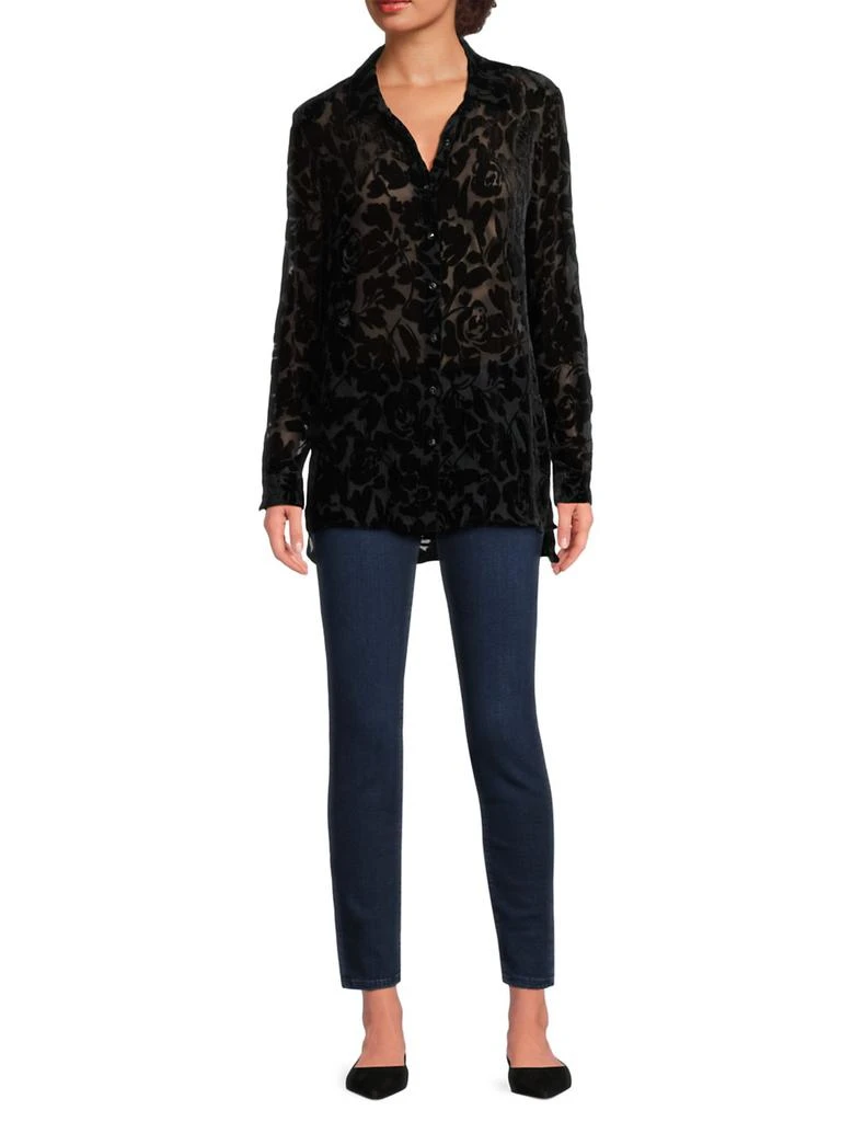 Johnny Was Axelle Floral Velvet Burnout Shirt 2